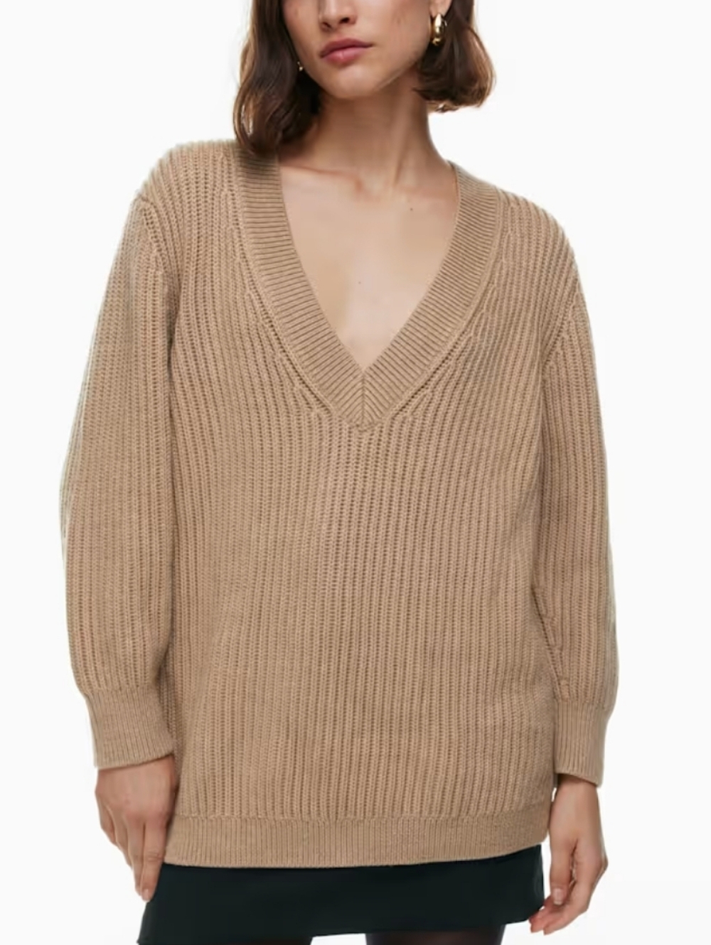 Aritzia Babaton Roger Sweater Sz M Oversize V-neck Merino Wool